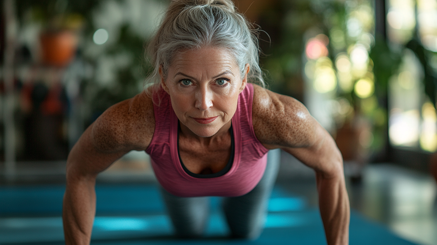 Досвідчений тренер працює з літньою жінкою